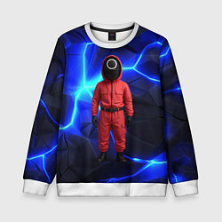 Свитшот детский Игра в кальмара страж треугольник, цвет: 3D-белый