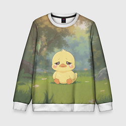 Свитшот детский Маленький утенок на поляне, цвет: 3D-белый