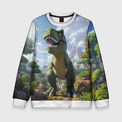 Свитшот детский Тираннозавр - Minecraft, цвет: 3D-белый
