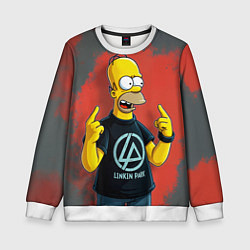 Свитшот детский Гомер в футболке Linkin Park, цвет: 3D-белый