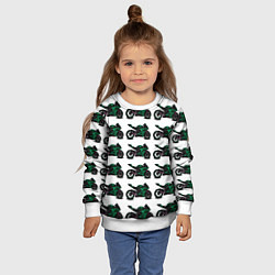 Свитшот детский Motorbike dark green, цвет: 3D-белый — фото 2