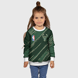 Свитшот детский Милуоки Бакс - линии с потертостями, цвет: 3D-белый — фото 2