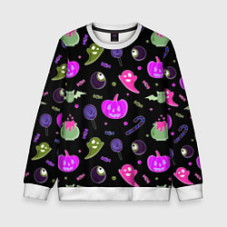 Свитшот детский Halloween pink black pumpkin, цвет: 3D-белый