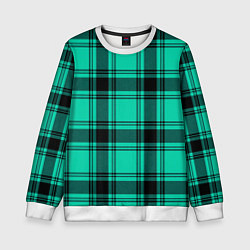 Свитшот детский Checkered turquoise, цвет: 3D-белый