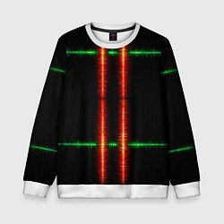 Свитшот детский Color black green red lines, цвет: 3D-белый