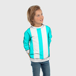 Свитшот детский Color light blue white lines, цвет: 3D-белый — фото 2