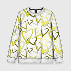 Свитшот детский Зеленые сердца, цвет: 3D-белый