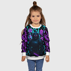 Свитшот детский Неоновый киберсамурай, цвет: 3D-белый — фото 2