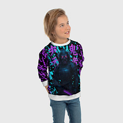 Свитшот детский Неоновый киберсамурай, цвет: 3D-белый — фото 2