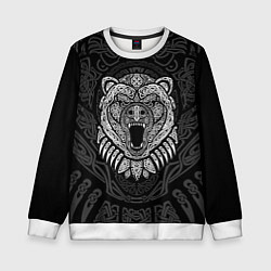 Свитшот детский Медведь в кельтских узорах, цвет: 3D-белый