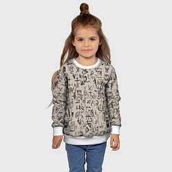 Свитшот детский Иероглифы маори, цвет: 3D-белый — фото 2