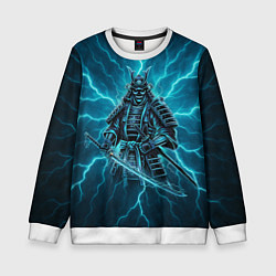 Свитшот детский Демонический электросамурай, цвет: 3D-белый