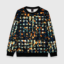 Детский свитшот Тёмный синий с оранжевым кубики абстракция