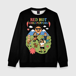 Свитшот детский Red Hot Chili Peppers, мультяшный стиль, цвет: 3D-черный