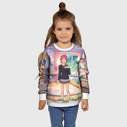 Свитшот детский Дандадан Сиратори Айра смущается, цвет: 3D-белый — фото 2