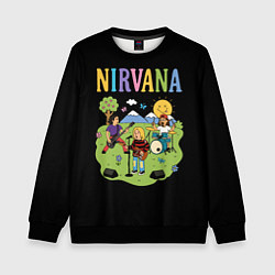 Свитшот детский Нирвана мультяшный стиль, цвет: 3D-черный