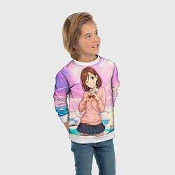 Свитшот детский Сиратори Айра делает сердечко руками - Дандадан, цвет: 3D-белый — фото 2