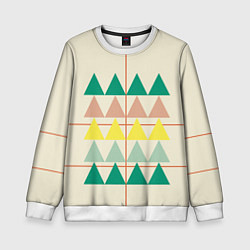 Свитшот детский Абстрактный лес - треугольники на светлом, цвет: 3D-белый