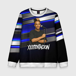 Свитшот детский XXXTentacion с микрофоном довольный, цвет: 3D-белый