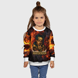 Свитшот детский XXXTentacion на фоне огня, цвет: 3D-белый — фото 2