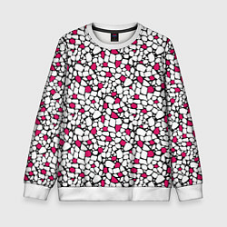 Детский свитшот Мелкий красно белый мозаичный узор на черном