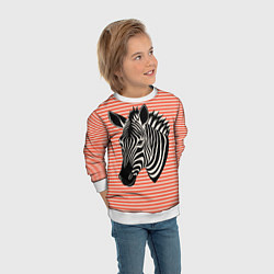 Свитшот детский Зебра на оранжевых полосах, цвет: 3D-белый — фото 2