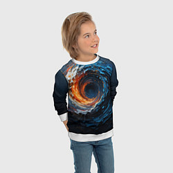 Свитшот детский Краска синяя и оранжевая в форме вихря, цвет: 3D-белый — фото 2