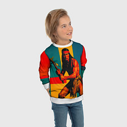 Свитшот детский Индеец поп-арт, цвет: 3D-белый — фото 2