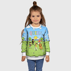 Свитшот детский Queen мультяшный стиль на поляне, цвет: 3D-белый — фото 2