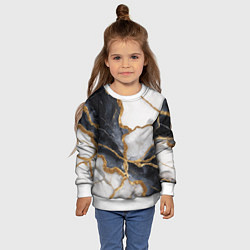 Свитшот детский Мрамор белый и черный с золотом, цвет: 3D-белый — фото 2