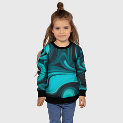 Свитшот детский Мраморный малахитовый узор из изумрудных разводов, цвет: 3D-черный — фото 2