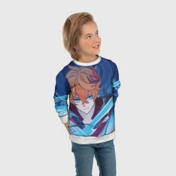 Свитшот детский Genshin Impact Tartaglia hydro, цвет: 3D-белый — фото 2