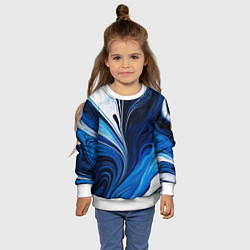 Свитшот детский Бело синяя абстракция, цвет: 3D-белый — фото 2