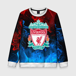 Свитшот детский Liverpool огненный дым текстура, цвет: 3D-белый