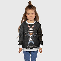 Свитшот детский Заяц рокер, цвет: 3D-белый — фото 2