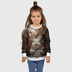 Свитшот детский Зайчишка в шарфе, цвет: 3D-белый — фото 2