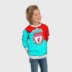 Свитшот детский Liverpool краски текстура штрихи, цвет: 3D-белый — фото 2