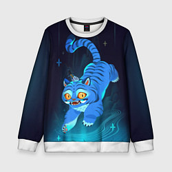 Свитшот детский Blue tiger and a six eyed magpie, цвет: 3D-белый