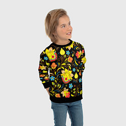 Свитшот детский Хохлома узор, цвет: 3D-черный — фото 2