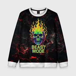 Свитшот детский Beast mode череп, цвет: 3D-белый