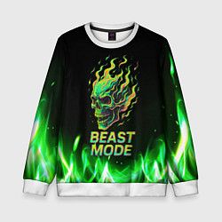 Свитшот детский Режим зверя огненный череп, цвет: 3D-белый