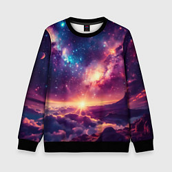 Свитшот детский Фантастический космос вид с планеты, цвет: 3D-черный