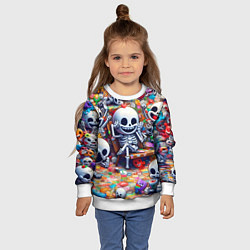 Свитшот детский Смеющиеся прикольные скелетики - нейроарт, цвет: 3D-белый — фото 2