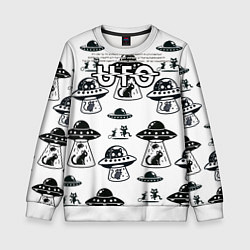 Свитшот детский UFO и котики, цвет: 3D-белый