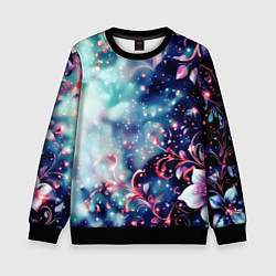 Детский свитшот Магические цветы сине-зелёный