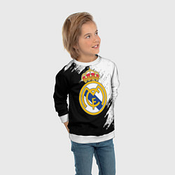 Свитшот детский Real Madrid текстура штрихи, цвет: 3D-белый — фото 2