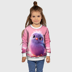 Свитшот детский Милая фиолетовая птичка, цвет: 3D-белый — фото 2