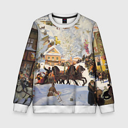 Детский свитшот Русская тройка зимой - картина Масленица Кустодиев