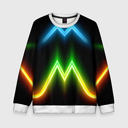 Свитшот детский Neon multicolored lines, цвет: 3D-белый