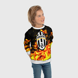 Свитшот детский Ювентус огненные краски текстура, цвет: 3D-белый — фото 2